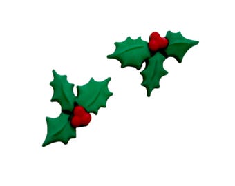 Holly Embellishments 1" Flat Back by Dress It Up Jolly Xmas Medium - 1502  B