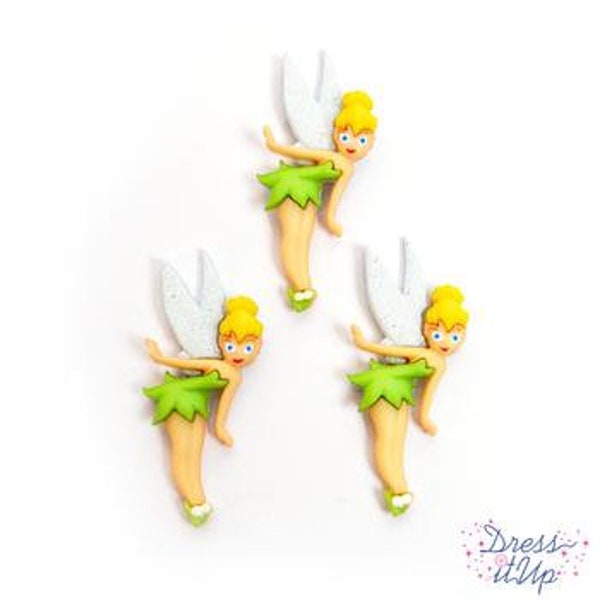 Disney Tinkerbell Buttons Tinker Bell Fairy BENDING Shank Back Licensed Jesse James Dress It Up Buttons - D7