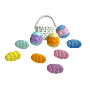 Easter Buttons Galore Collection Basket Colored Eggs Set of 10 Shank Back - 1500