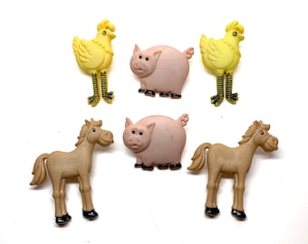 Farm Animal Buttons Collection Shank Flat Back Jesse Dress It Up Funny Farm- 1200