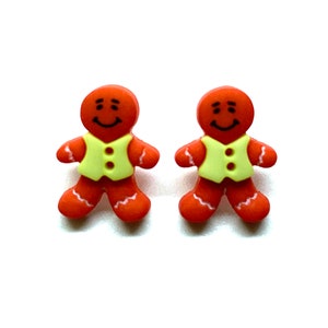 Mini Gingerbread Cookies Buttons Galore Cottage 1/2" Shank Back Green Vest - 1303 W118