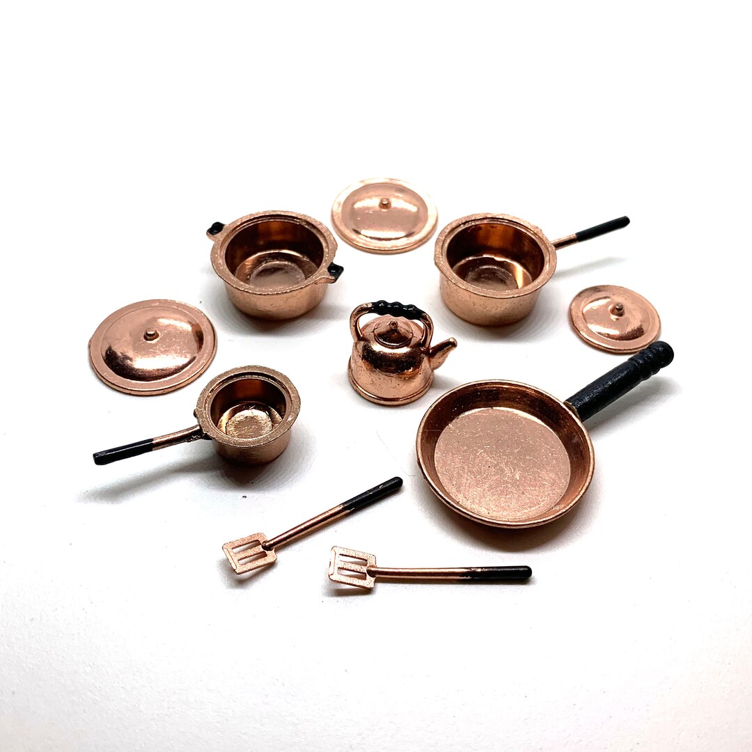 Metal Copper Kitchenware Set of 10 Dollhouse Food Kitchen Home Etsy