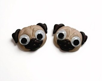 Pug Dog Embellishments Google Eyed FLAT BACK Craft Supply by Shelly - 1285