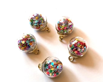 Mini Christmas Ornaments Embellishment Collection Set of 5 Unicorn Bubbles Loop End Craft Supply by Shelly - 1429 A