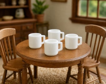 Miniature White Coffee Mugs Cups Dollhouse Kitchen Home Decor - 1162 C
