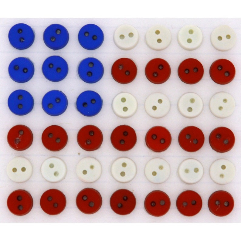 6MM Mini Round Buttons Collection PATRIOTIC 1/4 Sold By Weight Tiny Two Hole Sew Thru Jesse James Dress It Up Buttons image 1