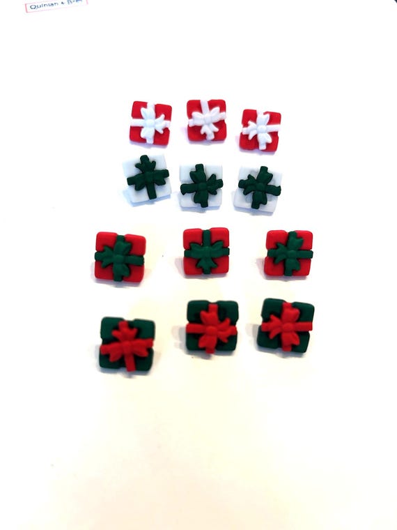 Mini Santa's Christmas Gifts Buttons Galore Shank Back Ribbon Color May Vary - 1503 H