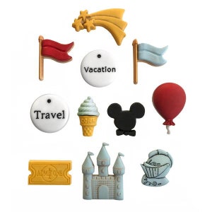 Florida Vacation Destination Buttons Galore Collection A Day At The Park Set of 11 Shank Back & Flat Back - 1176 A