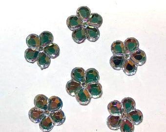 Mini Rhinestone Flower Embellishments Clear Petals Scrapbook Flat Back Jesse James Dress It Up Buttons - 144