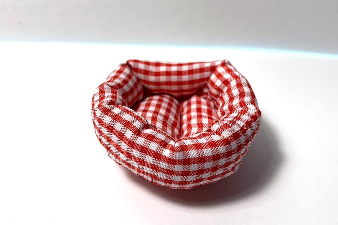 Miniature Dog Bed Dollhouse Pet Home Decor Miniatures Red Etsy