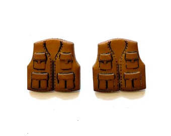 Brown Fishing Vest Buttons Galore Shank Flat Back Choice - 1301