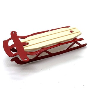 Miniature Red Flyer Sled Sleigh 3" Dollhouse Winter Toy Home Decor Miniatures - FG5