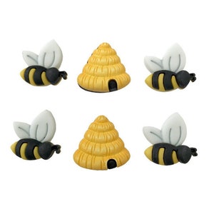 Busy Bees Buttons Galore Collection Hives Set of 6 Shank Back - 1075 702 C