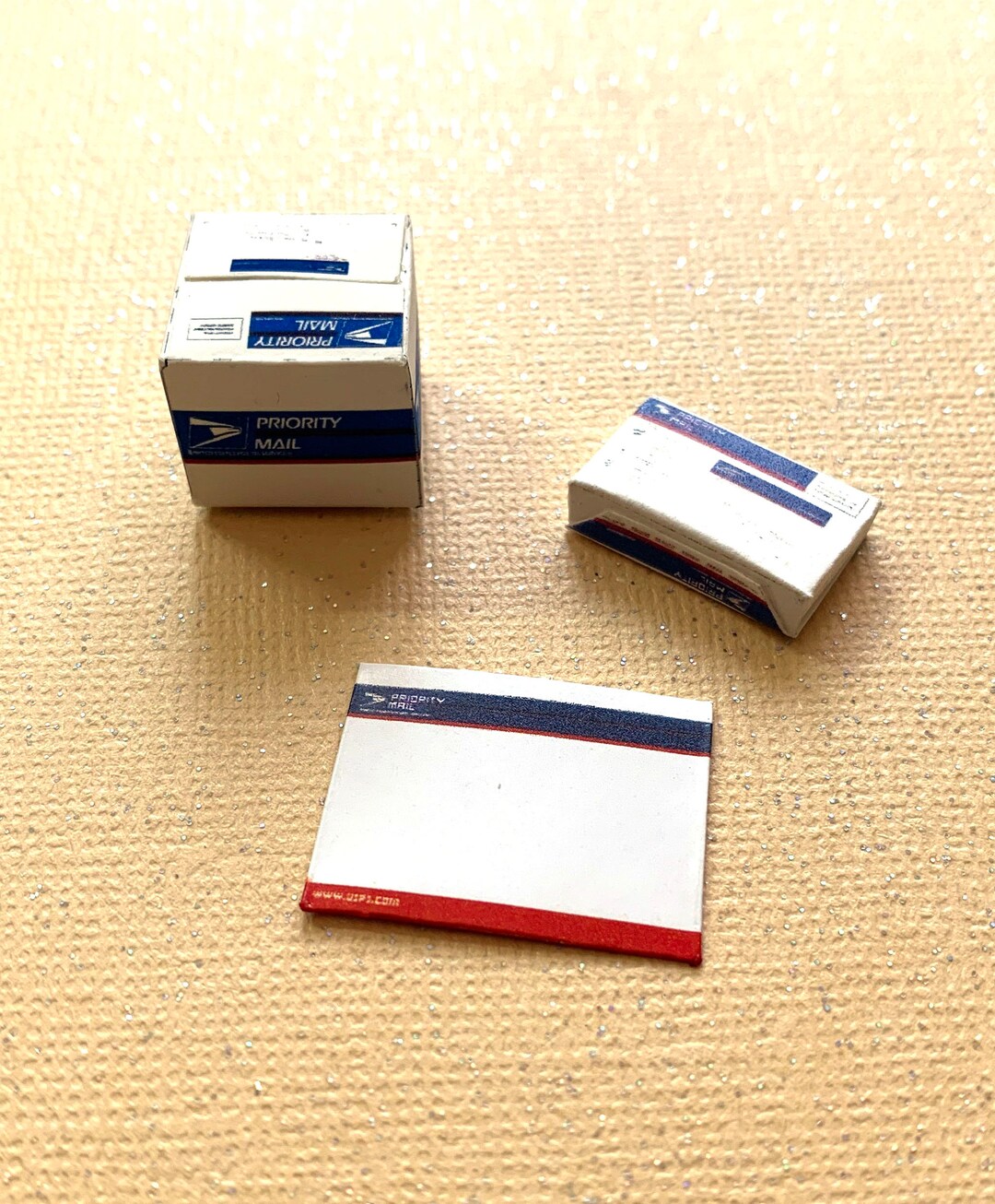 NEW Miniature USPS Mailers Collection Boxes Envelopes Tape Set of 3