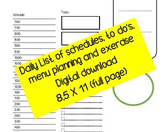 Tagesplaner Seite - Volle Größe 8,5 X 11