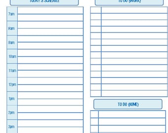 Daily To Do List/Schedule with Dinner & Exercise