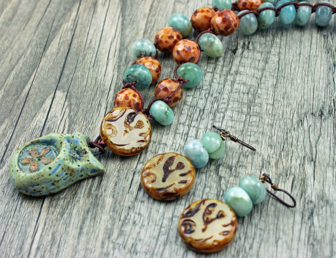 Boho Hippie Necklace Owl Rustic Necklace Rustic Boho Etsy