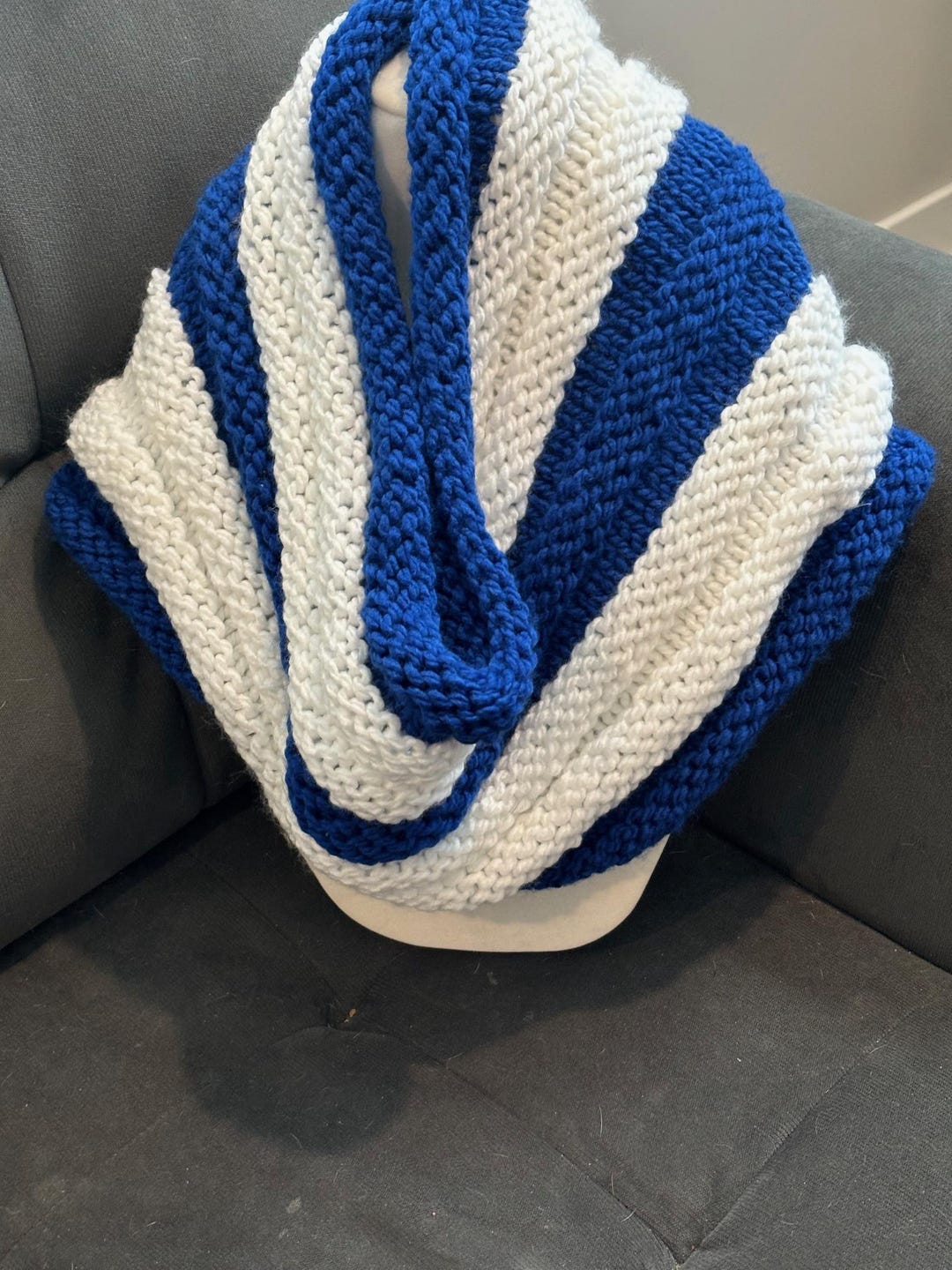 Infinity Scarf in Royal Blue and White - Etsy