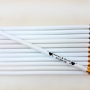 ezpencils - Personalized Wedding Announcement Party Favor - two lines - two icons - Round Pencils  - 12 pkg  - ** FREE PERZONALIZATION **