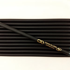 ezpencils - Personalized Wedding Announcement Party Favor - two lines - two icons - Round Pencils  - 12 pkg  - ** FREE PERZONALIZATION **