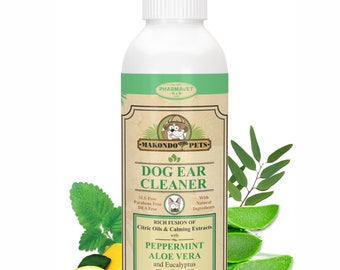 Dog Ear Cleaner Solution. Mite & Ear Infection Treatment Support. Ear Wash - 4oz