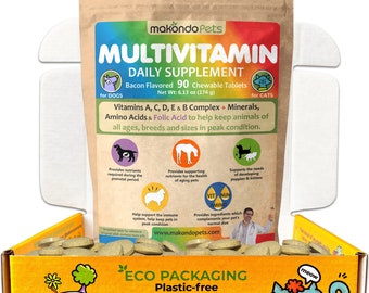 Multivitamin for Dogs and Cats. Prenatal Dog Vitamins, Minerals and Amino Acids. Senior Dog Vitamins and Supplement for Puppies and Kitties