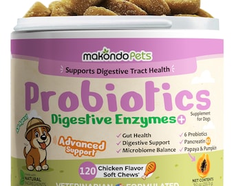 Probiotics for Dogs – Digestive Enzymes & Pumpkin, 120 Soft Chews