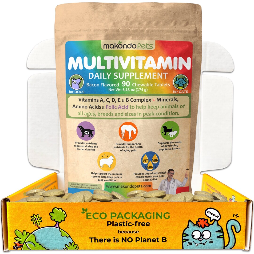 Multivitamin for Dogs and Cats. Prenatal Dog Vitamins, Minerals and