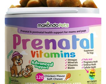 Dog Prenatal Vitamins with Folic Acid and more – Mom & Pups Health 120 Soft Chews