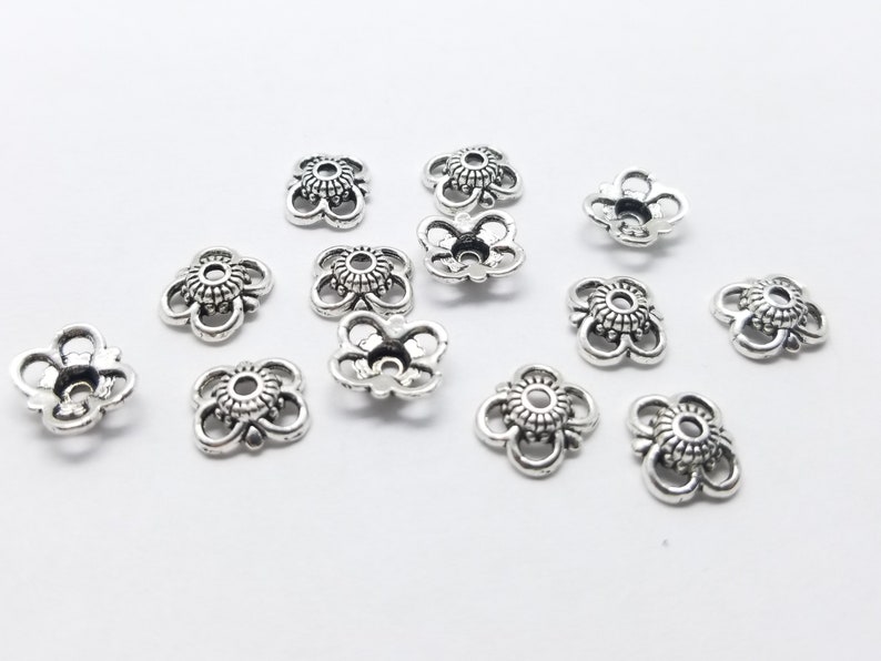 12 PCS Antique Silver Finished Flower Bead Caps Jewelry Supplies Findings CC