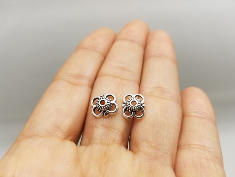 12 PCS Antique Silver Finished Flower Bead Caps Jewelry Supplies Findings CC