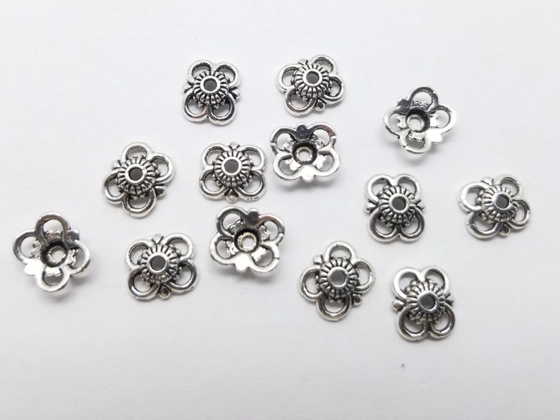 12 PCS Antique Silver Finished Flower Bead Caps Jewelry Supplies Findings CC