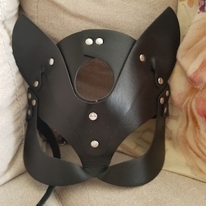 Black Sexy Cat Costume Masquerade Faux leather Cosplay Mask C21