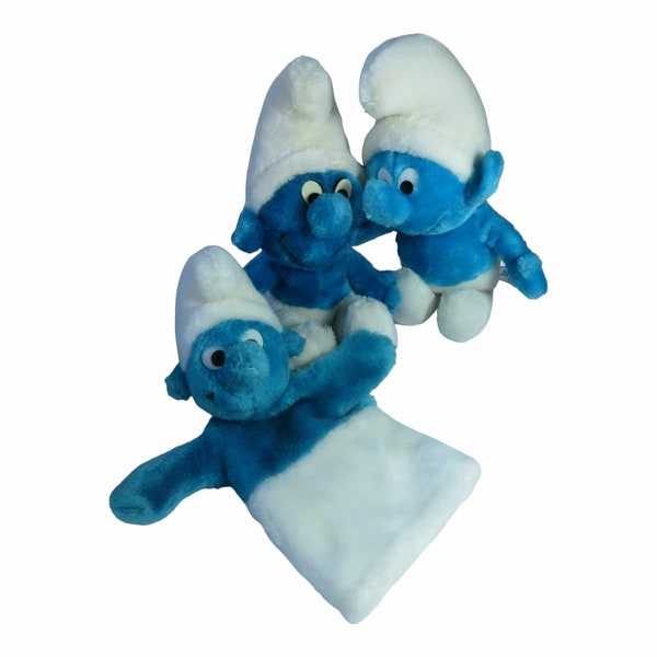 1980s Plush Smurfs Dolls and Puppet