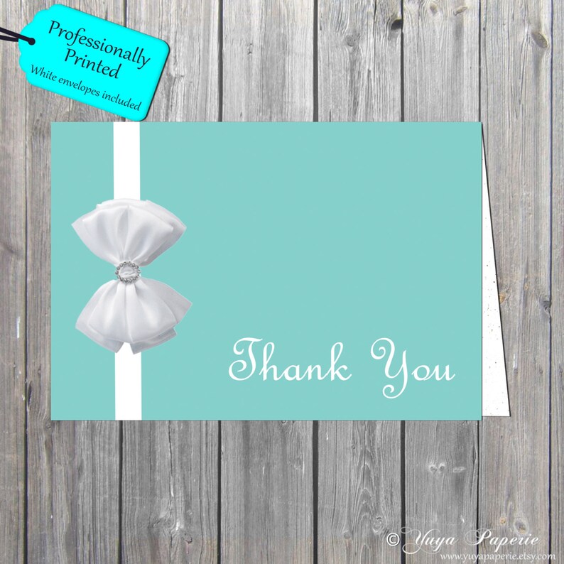 Blue Bow Thank You Card Shabby chic Thank You Card Etsy