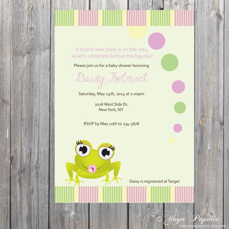Frog Baby shower theme invitation Its a Girl frog invite Etsy