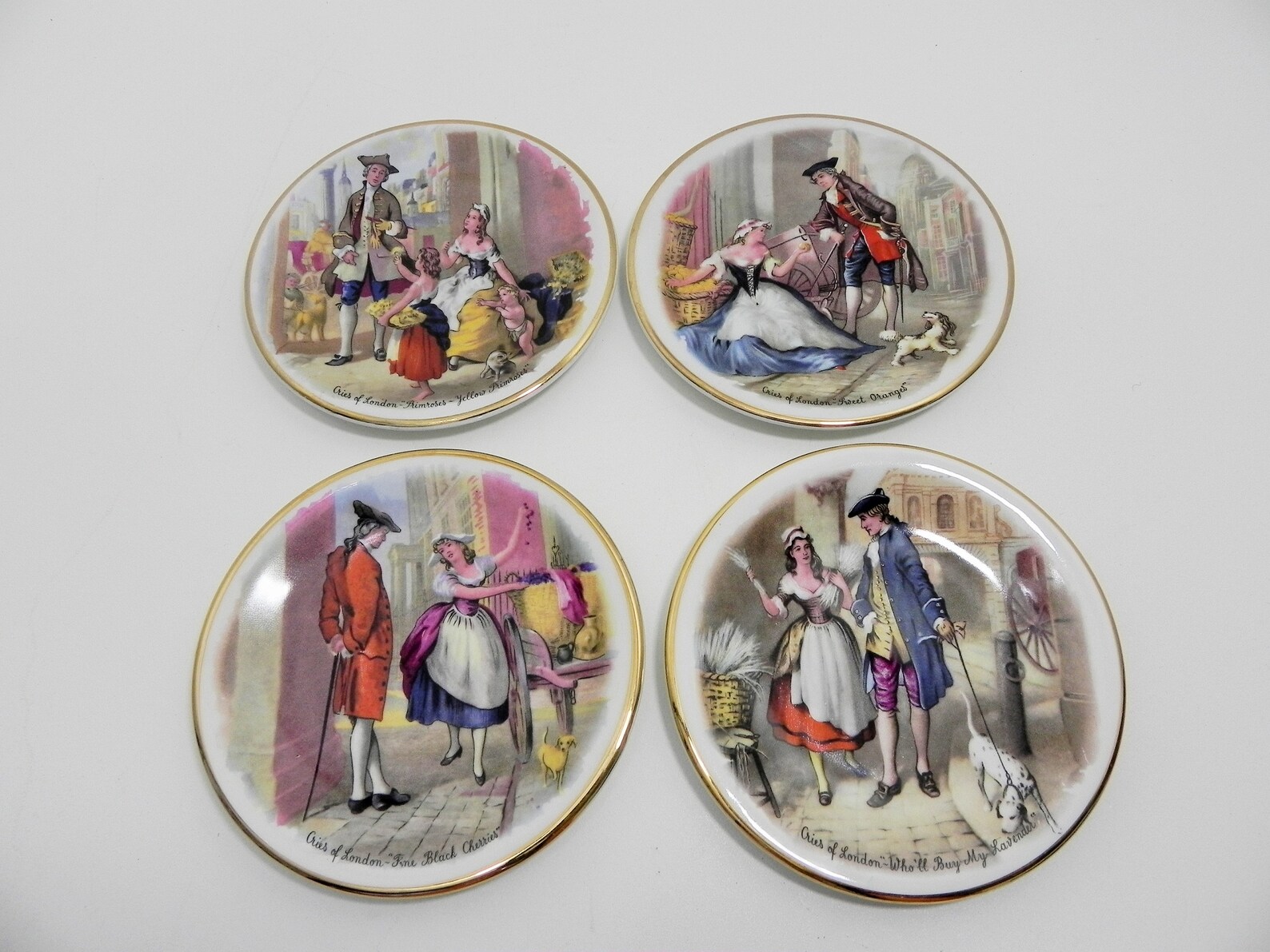 Cries of London Series Plates Made in England Set of Four With Copper