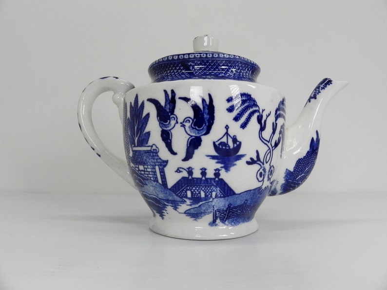 KAKUSA WARE Teapot Blue Willow Occupied Japan Etsy