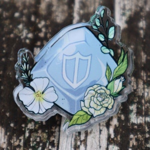 Acrylic PIN (1.25&quot;) - Paladin PLD tank floral flower job stone crystal FFXIV final fantasy xiv 14