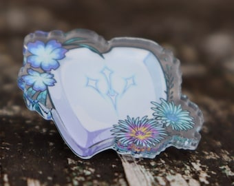 Acrylic PIN (1.25") - Sage SGE Healer floral flower job stone crystal FFXIV final fantasy xiv 14
