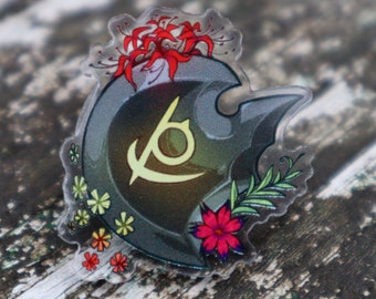 Acrylic PIN (1.25") - Reaper RPR dps floral flower job stone crystal FFXIV final fantasy xiv 14