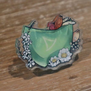 Acrylic PIN (1.25&quot;) - Summoner SMN tank floral flower job stone crystal FFXIV final fantasy xiv 14