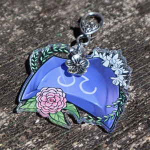Acrylic CHARM (2&quot;) - Scholar SCH job stone Final Fantasy FFXIV Flower Floral Cute Keychain Phone Charm