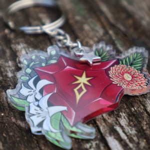 Acrylic CHARM (2&quot;) - Dark Knight DRK tank job stone Final Fantasy FFXIV Flower Floral Cute Keychain Phone Charm