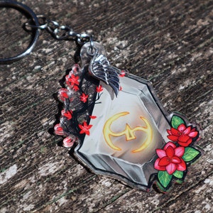 Acrylic CHARM (2") - Samurai SAM job stone Final Fantasy FFXIV Flower Floral Cute Keychain Phone Charm