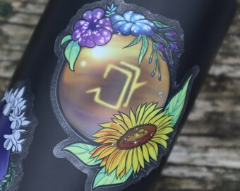 AUTOCOLLANT TRANSPARENT (3 pouces) - sticker floral Jobstone astrologue dernier FFXIV final fantasy xiv 14