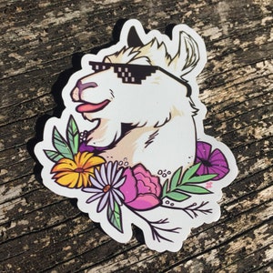 マグネット - Silly Floral #dealwithit サングラス ホワイト ヤギ 冷蔵庫