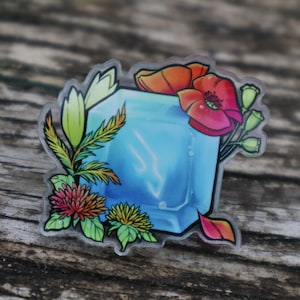 Acrylic PIN (1.25&quot;) - Machinist MCH Dps floral flower job stone crystal FFXIV final fantasy xiv 14