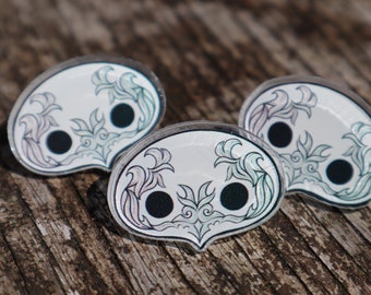 Acrylic PIN (1.25") - Beautiful Ornate Ancient Mask with a subtle rainbow tint ffxiv final fantasy xiv 14