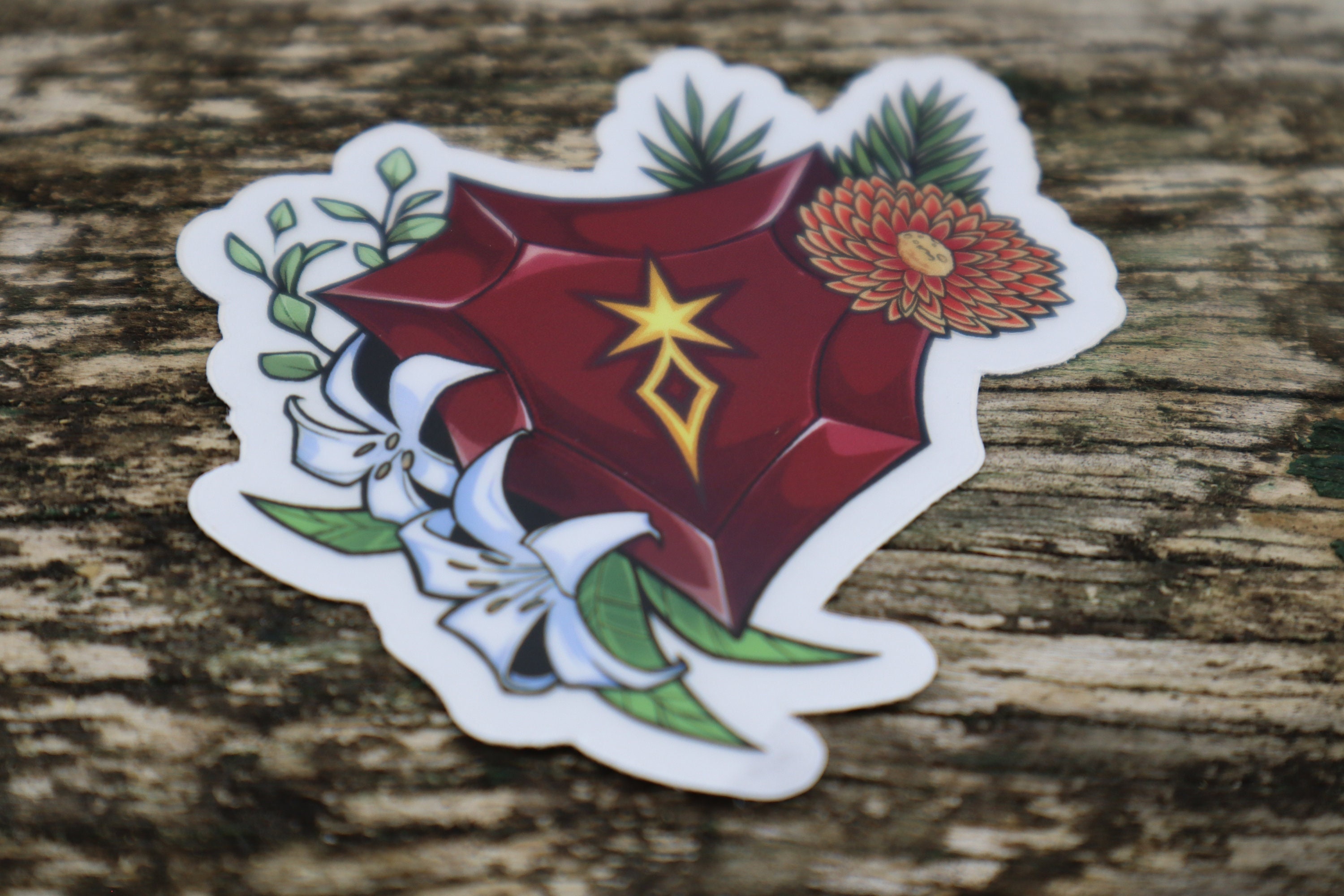 CLEAR STICKER (3") - Dark knight drk jobstone floral sticker FFXIV final fantasy xiv 14